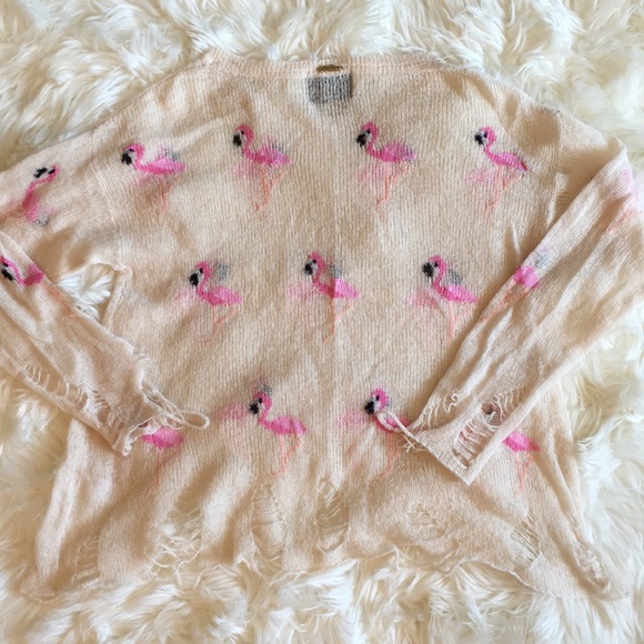 Wildfox Couture Miami Suburb Flamingos 🦩Lenon Sweater - Picture 9 of 16